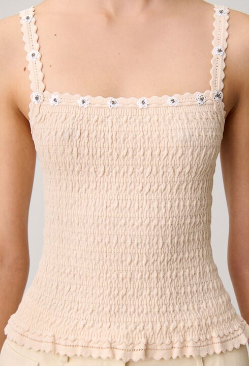 Top fleurs broderies