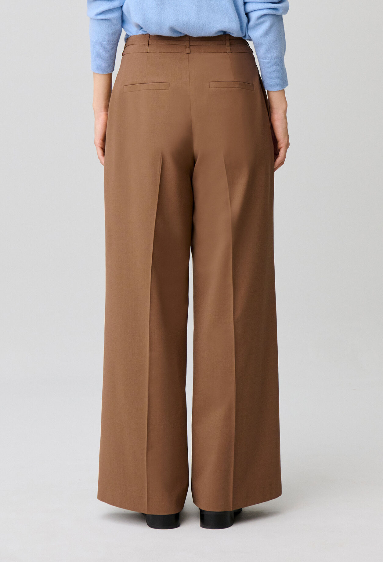 Pantalon laine m&eacute;lang&eacute;e jambes larges