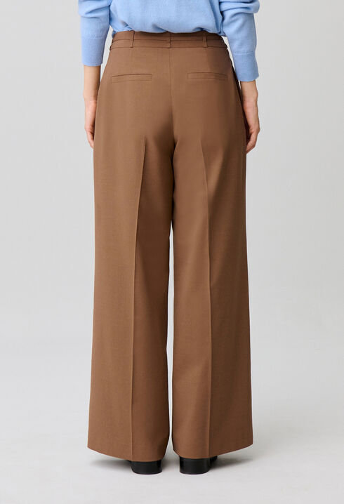 Pantalon laine m&eacute;lang&eacute;e jambes larges