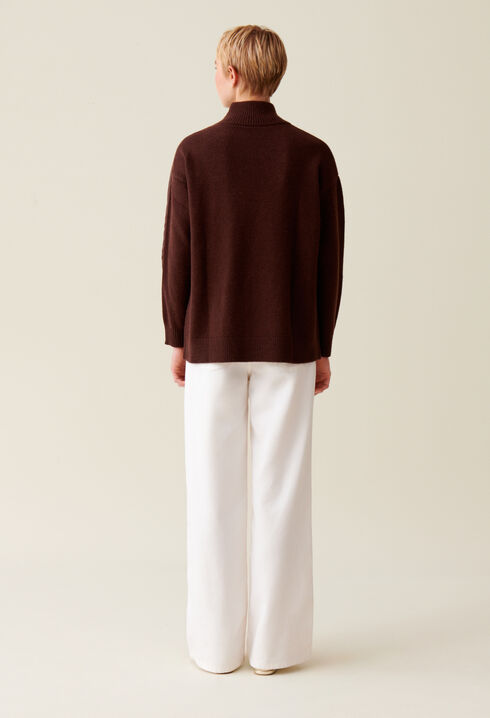 Pull col montant zippé marron
