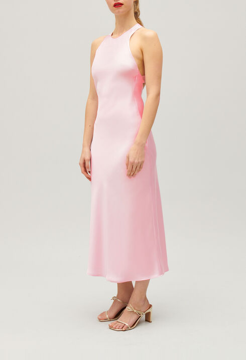 Robe longue satin&eacute;e
