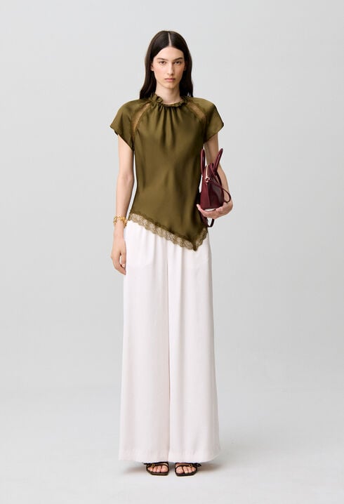 Pantalon fluide satin&eacute;