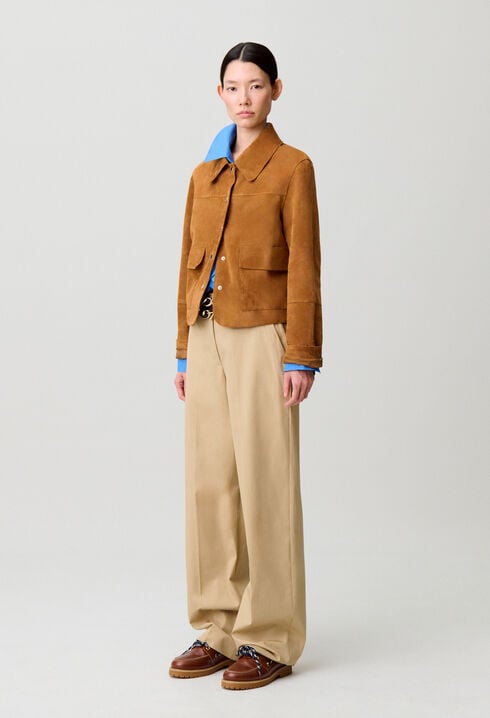 Veste cuir su&egrave;de
