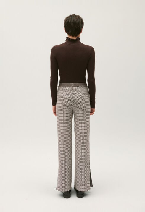 Pantalon maille jacquard bicolore