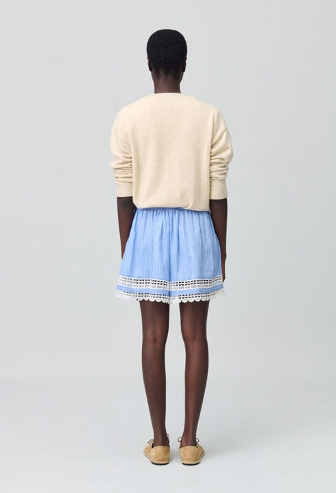 Short rayé dentelle