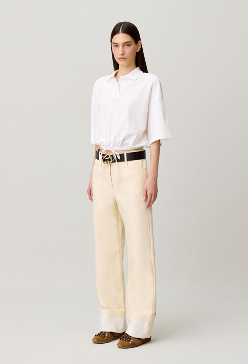Pantalon coton droit &eacute;l&eacute;gant