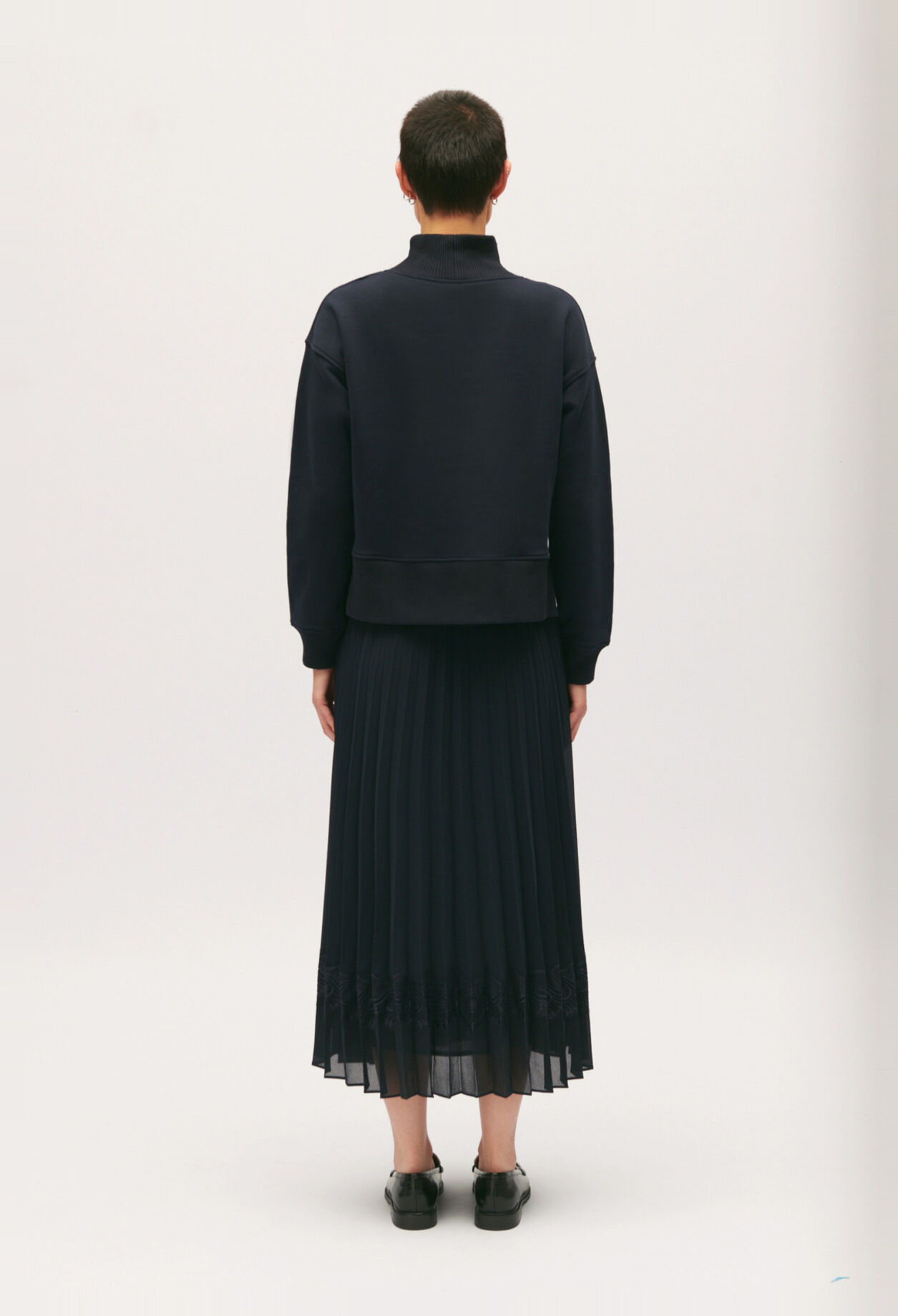 Robe Teli midi trompe l'œil bleu marine