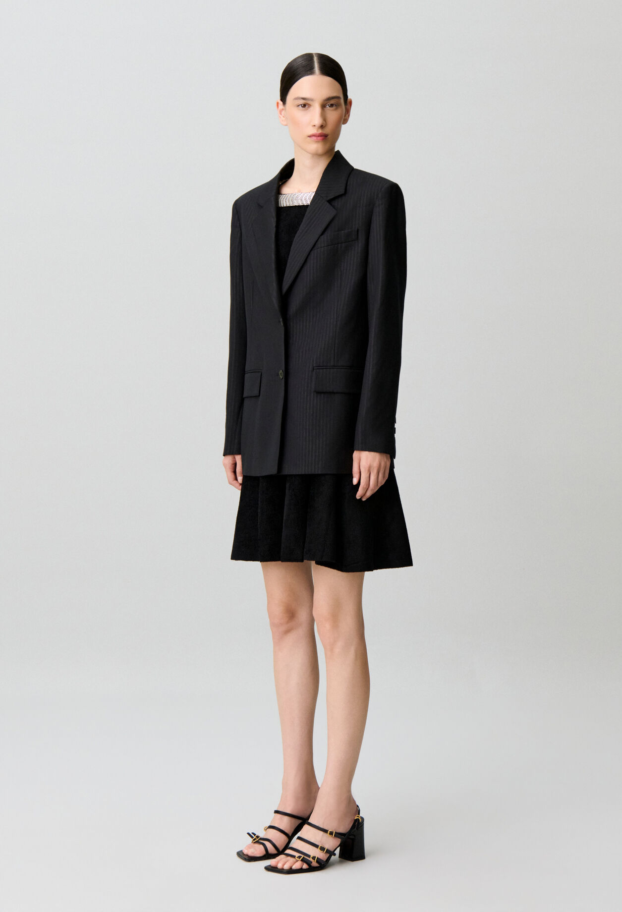 Veste droite tissu ray&eacute; scintillant