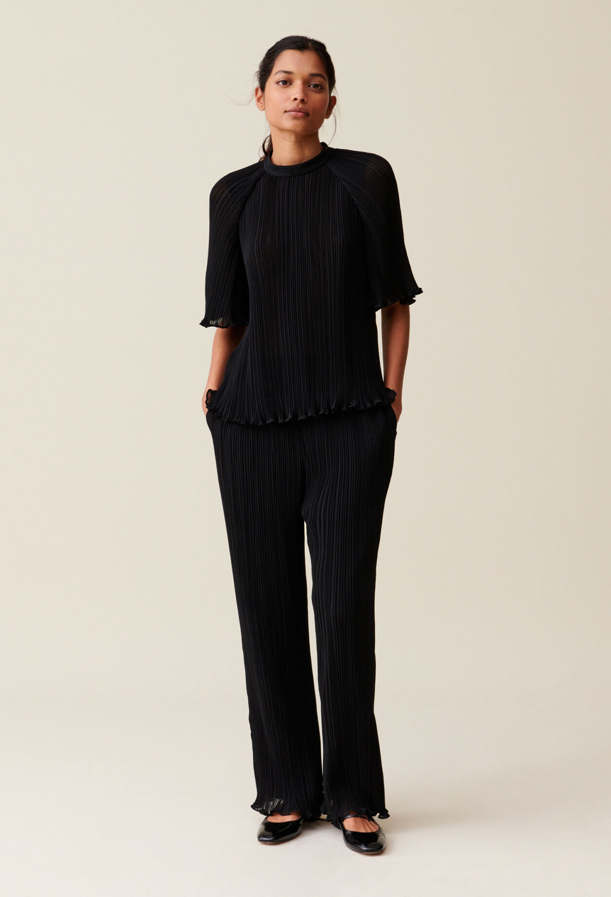 Pantalon fluide plisse volante