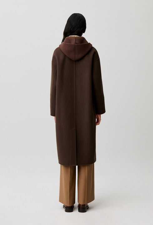 Manteau long laine col tailleur