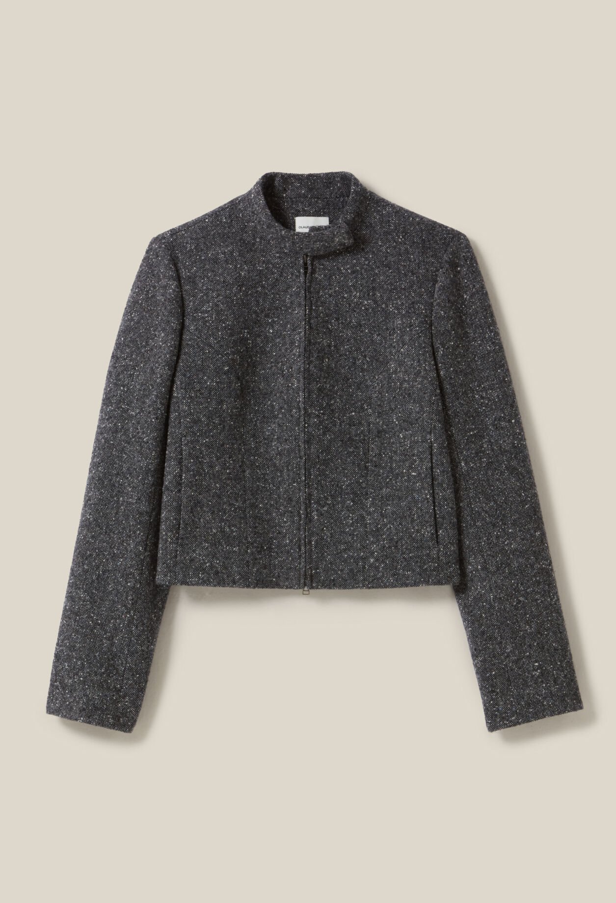 Veste courte laine mélangée grise 