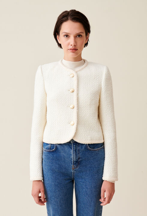 Veste courte tweed ivoire 