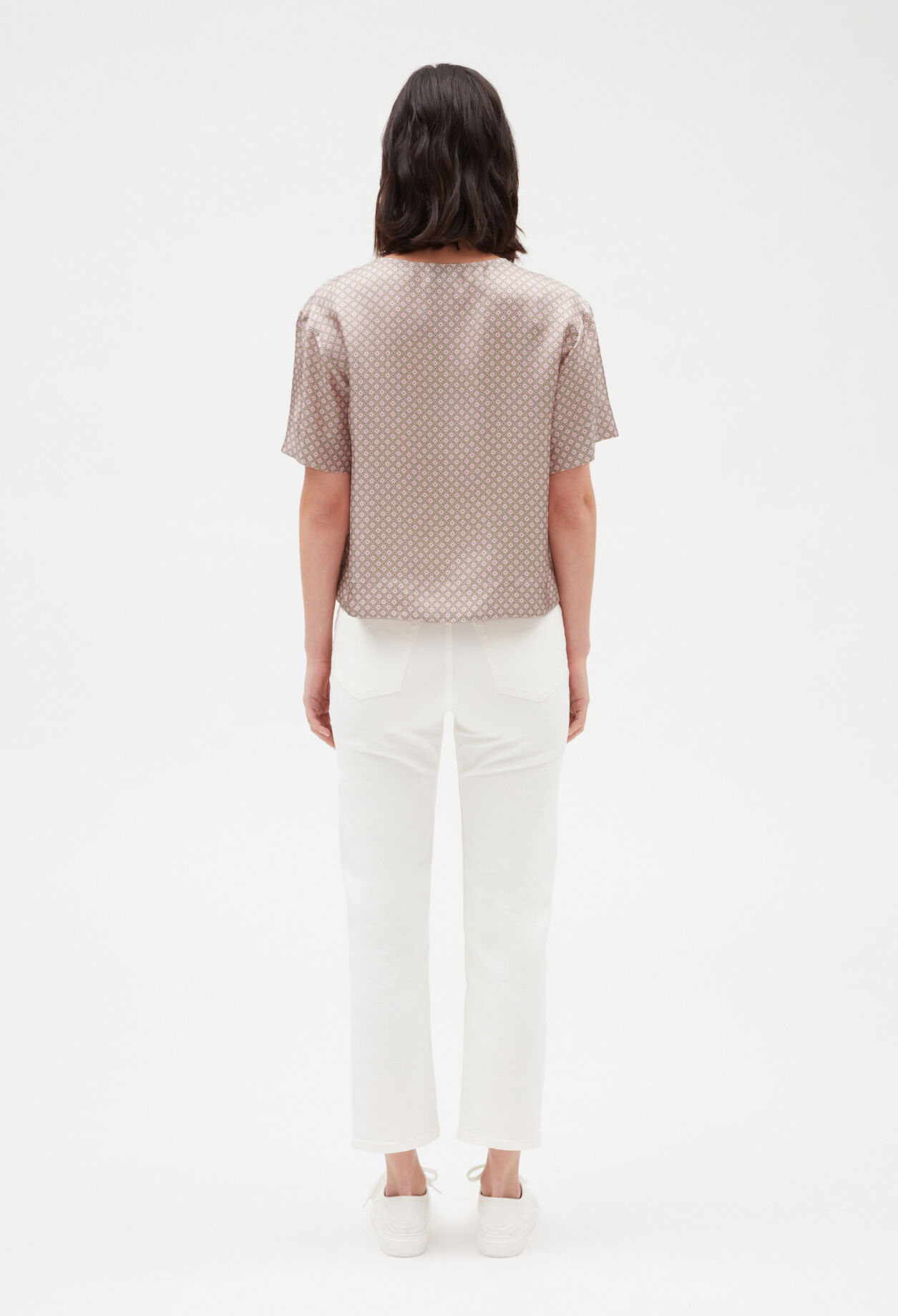 Blouse soie imprimé rose