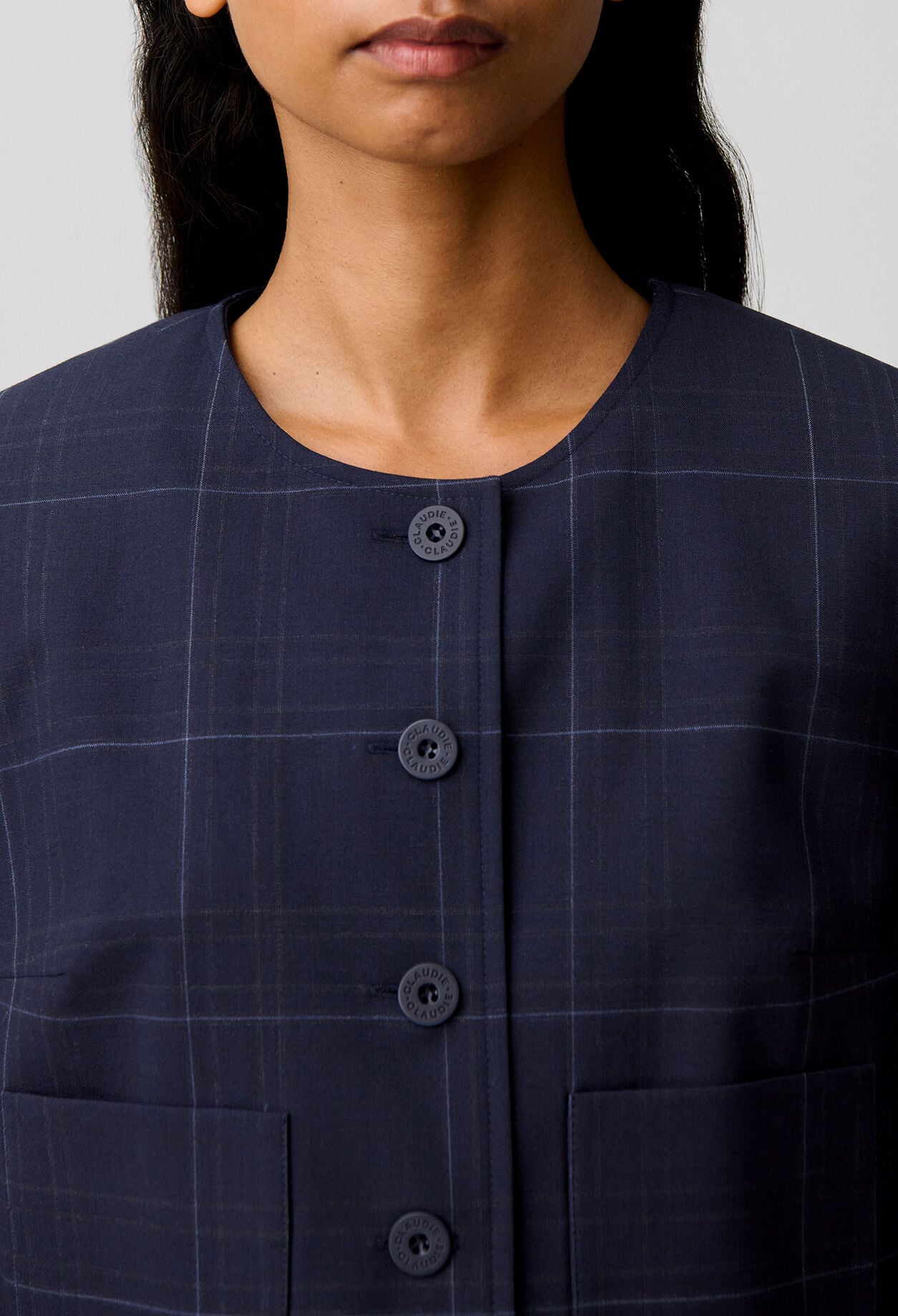 Veste bo&icirc;te &agrave; carreaux