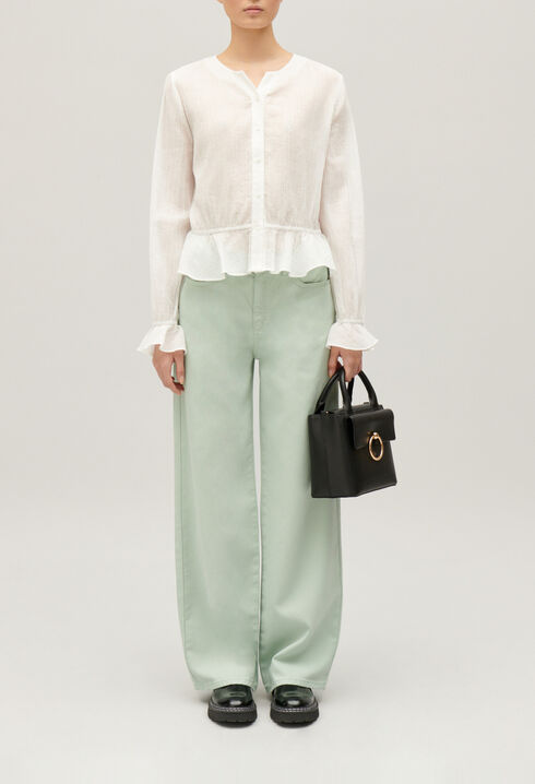 Chemise basque volant&eacute;e &eacute;crue