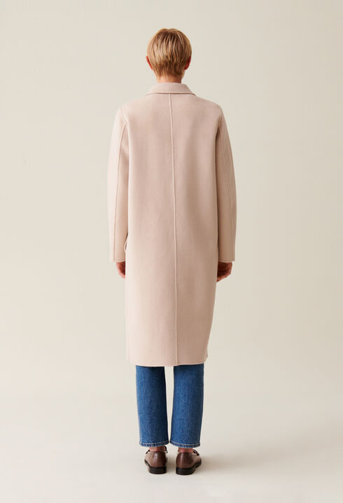 Manteau mi-long laine m&eacute;lang&eacute;e beige 