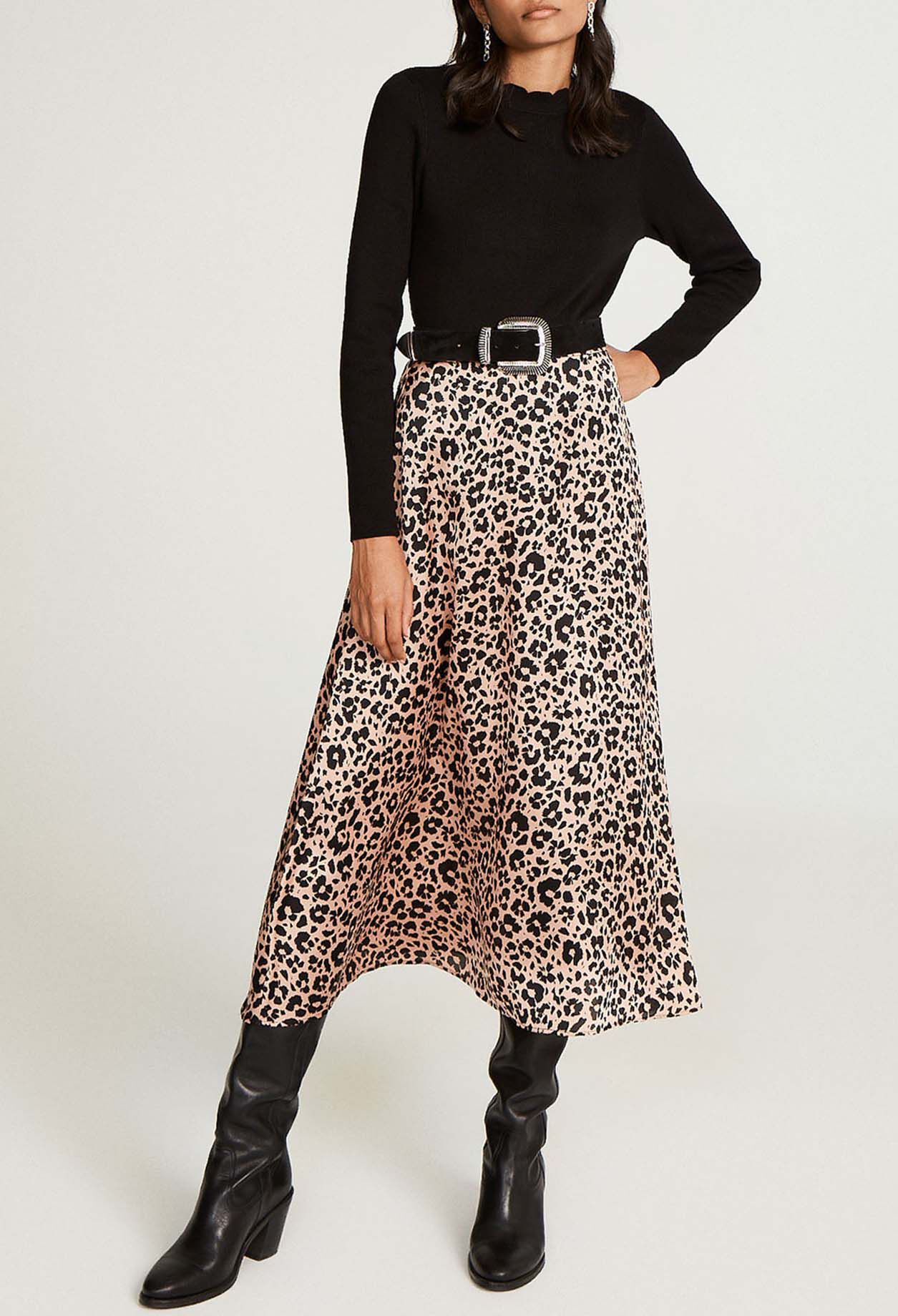 Jupe midi leopard