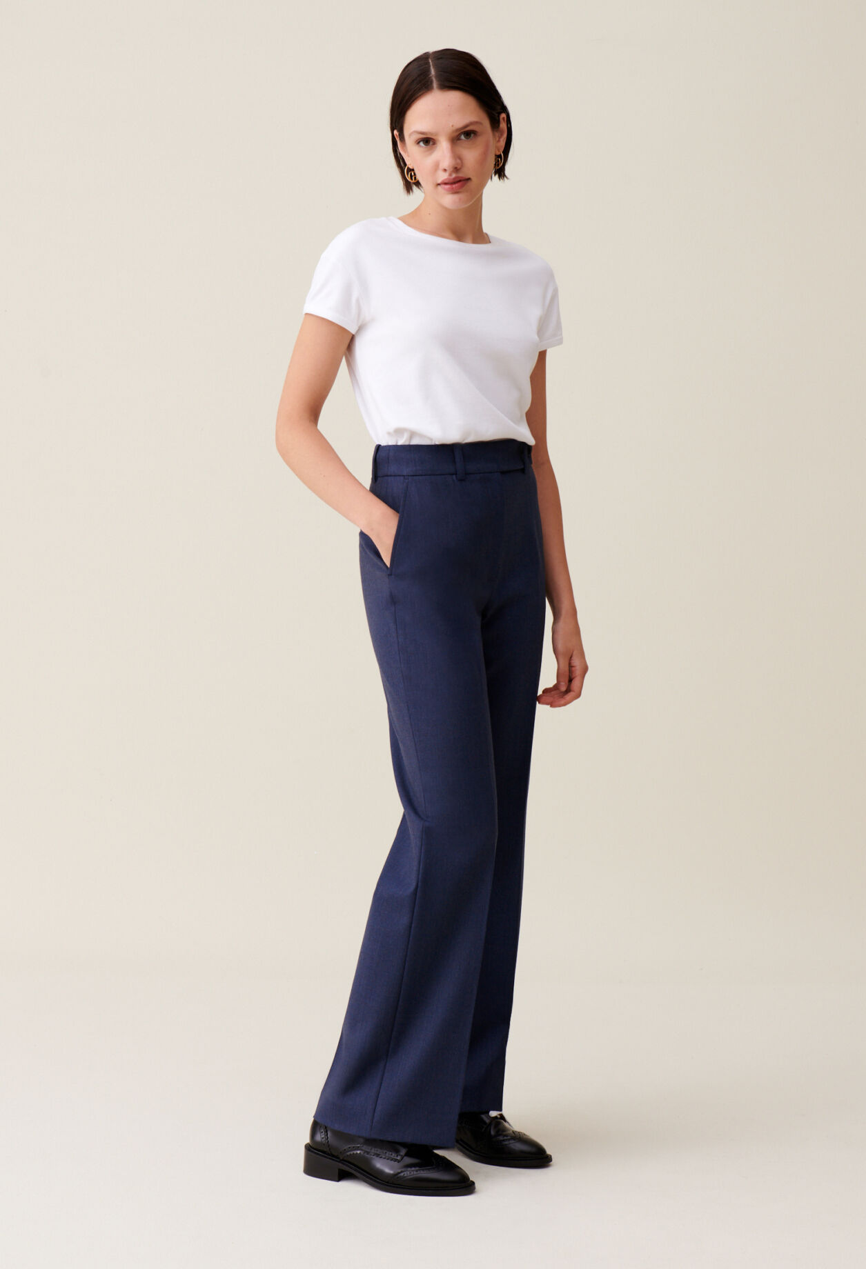 Pantalon tailleur laine marine
