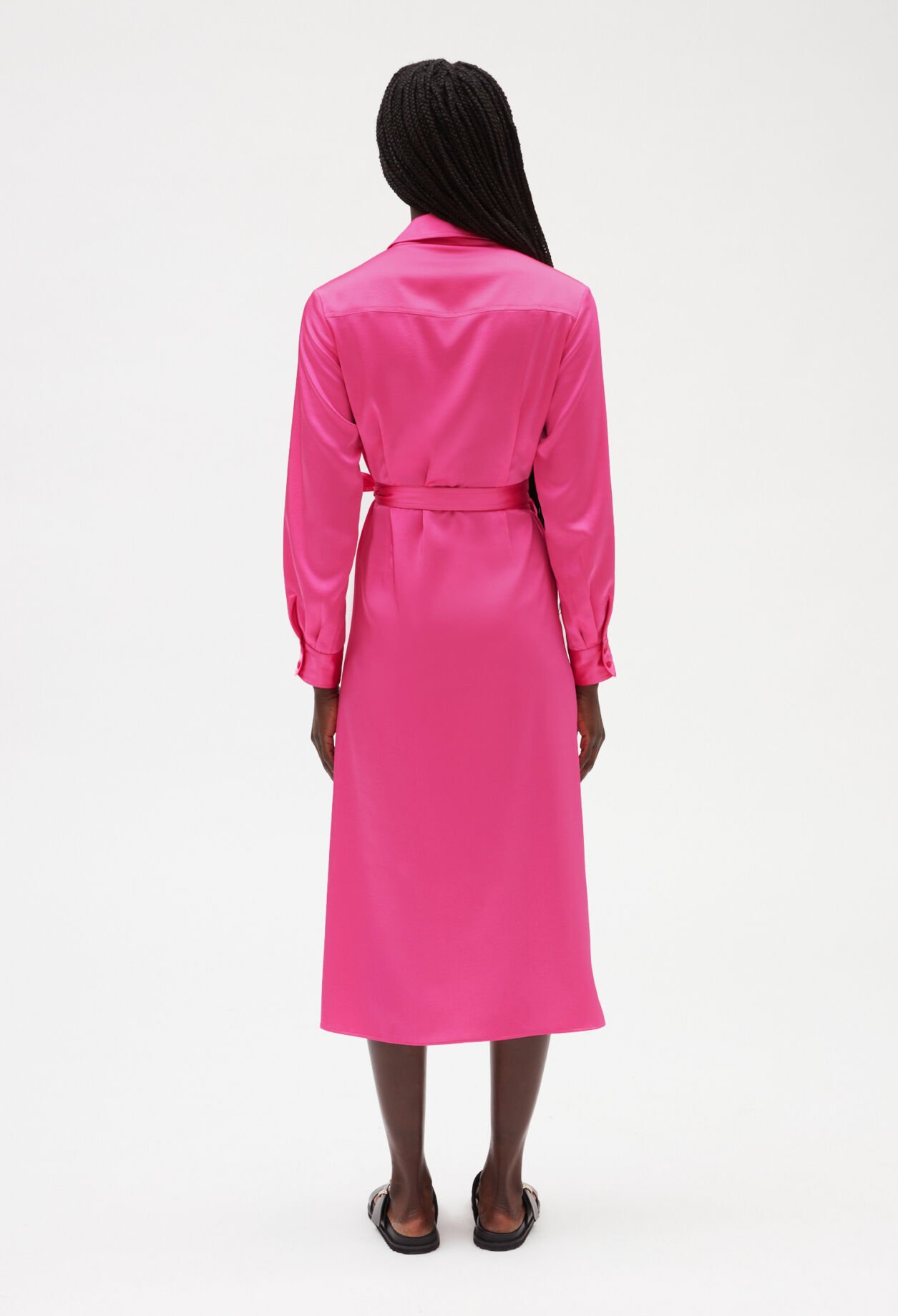 Robe midi portefeuille rose 