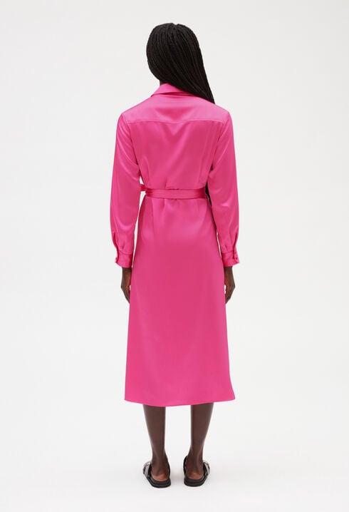 Robe midi portefeuille rose 