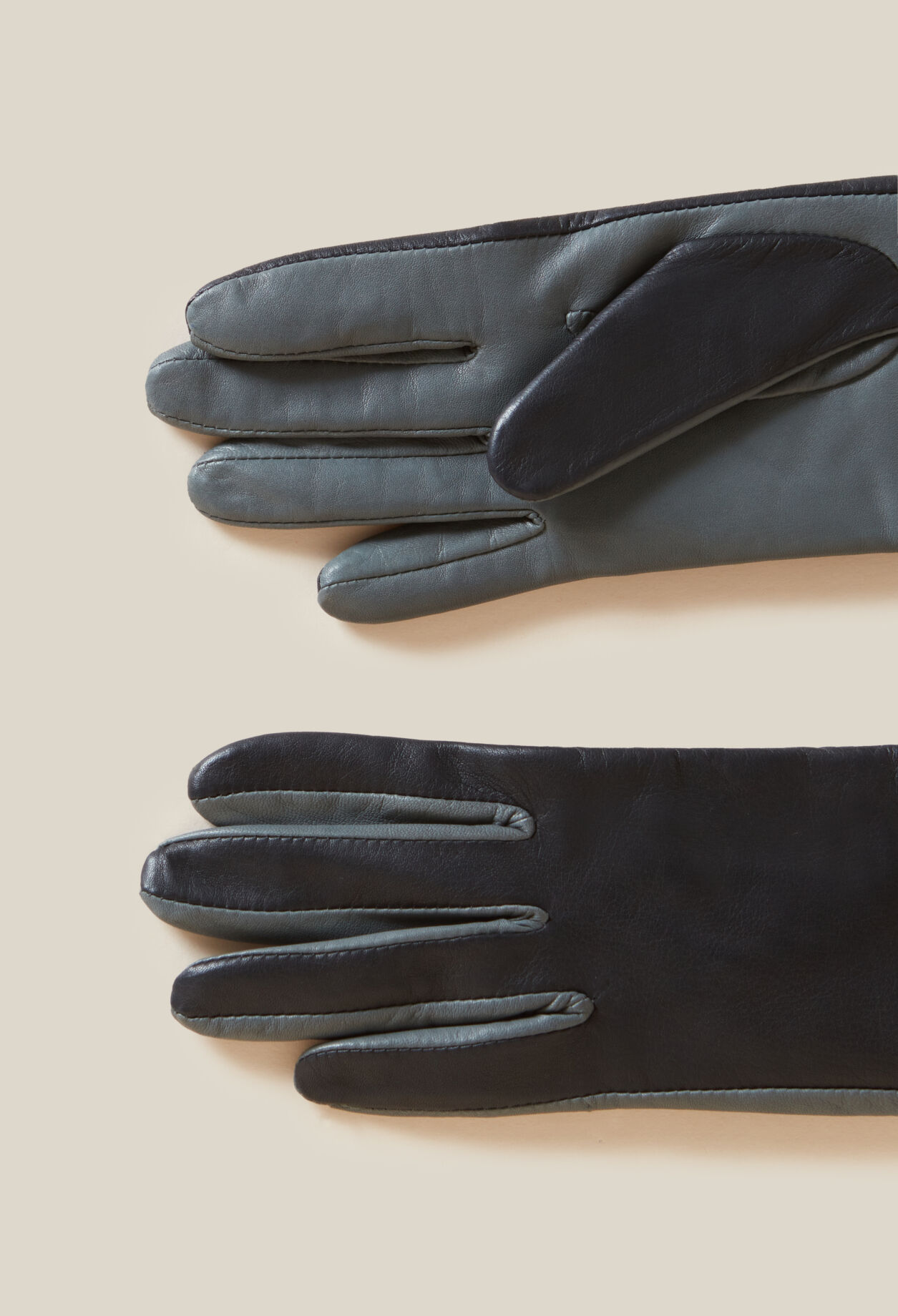 Longs gants bicolores cuir