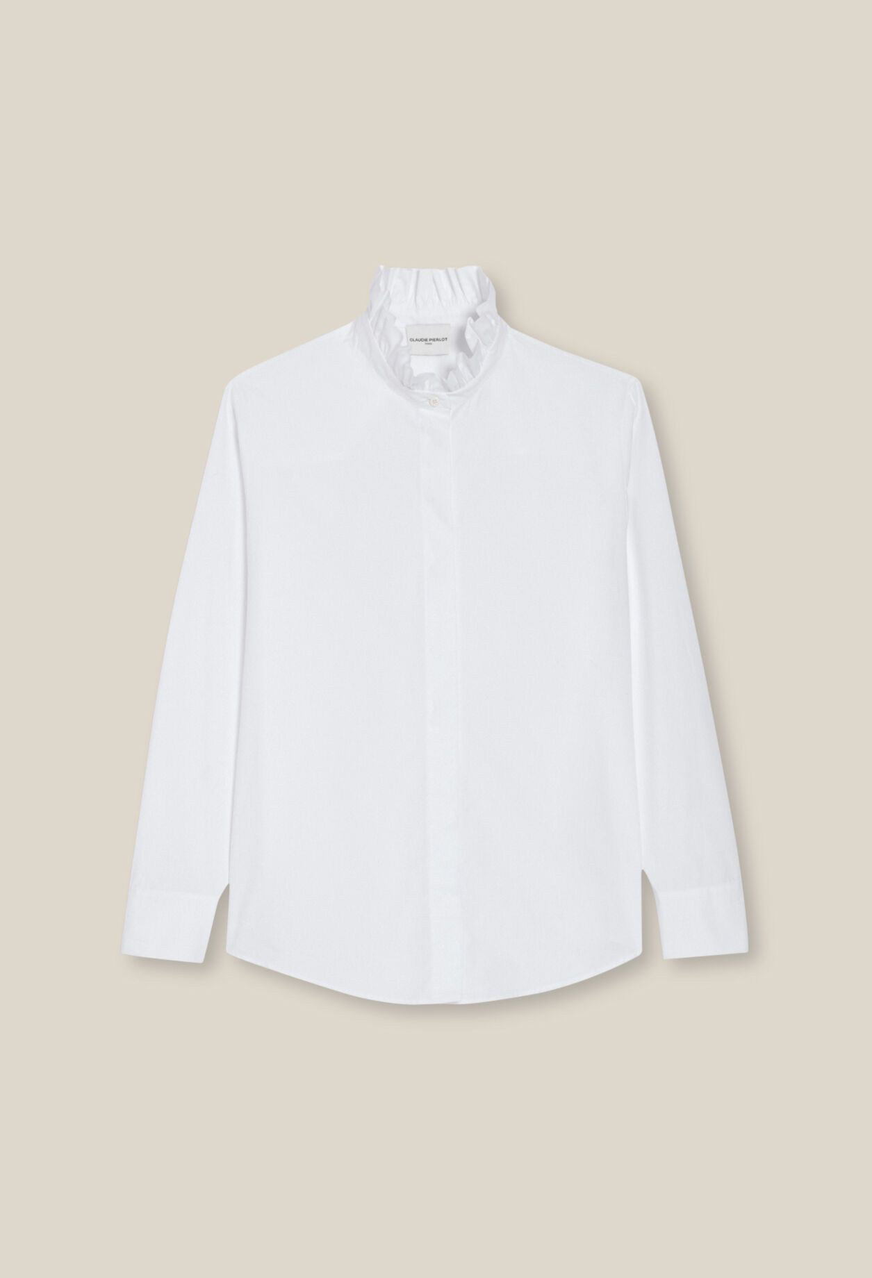 Chemise col volant blanche