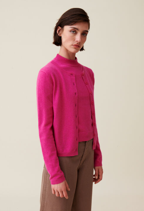 Cardigan laine boutonné broderie CP