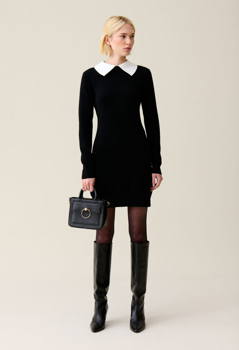 Robe maille noir col amovible 