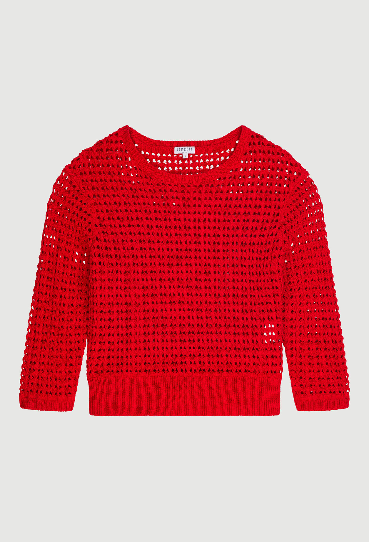 Pull ajouré rouge