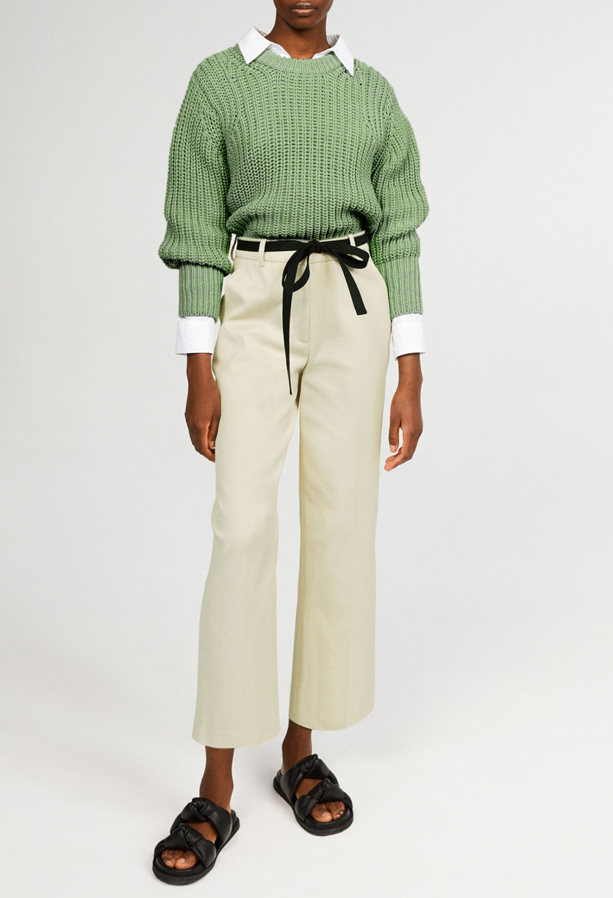 Pantalon droit ceinturé