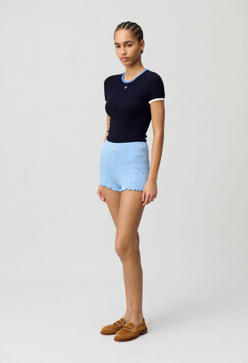 Short court maille fine
