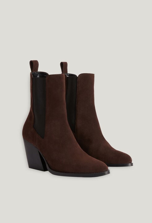 Bottines cuir suède chocolat