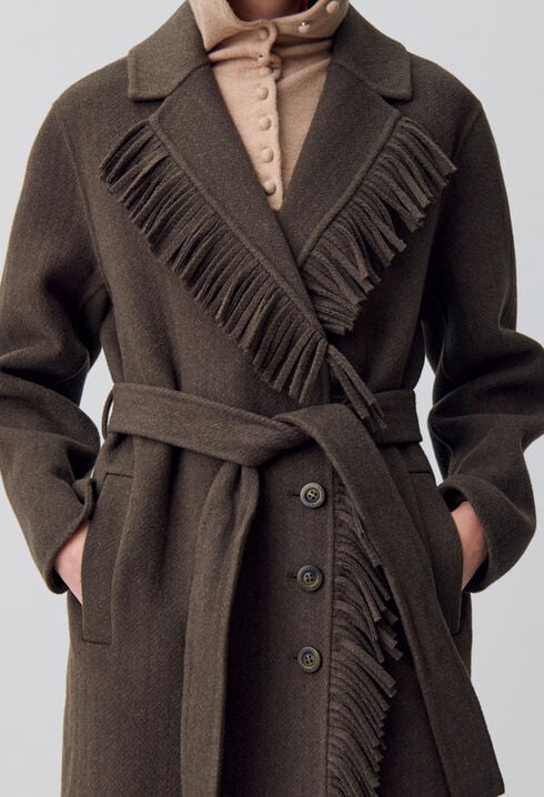 Manteau long franges