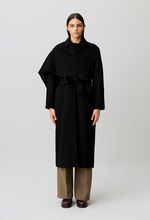 Manteau long drap&eacute;