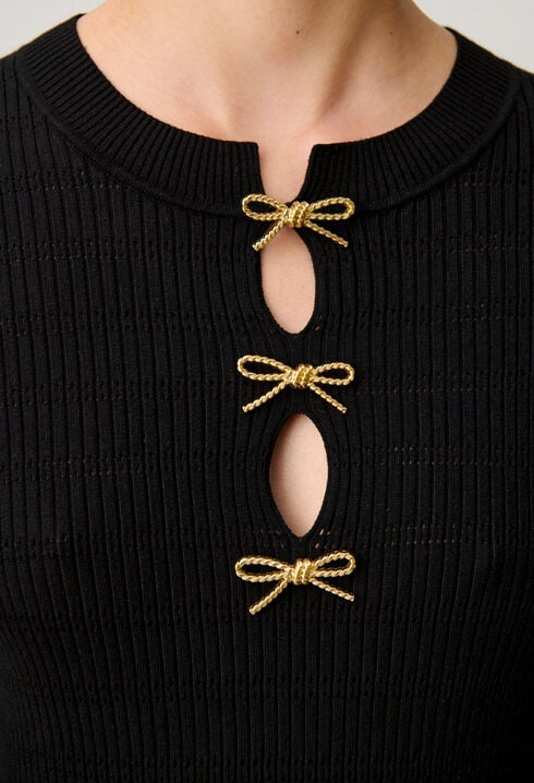 Robe courte maille n&oelig;uds