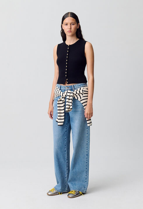 Top maille boutonné