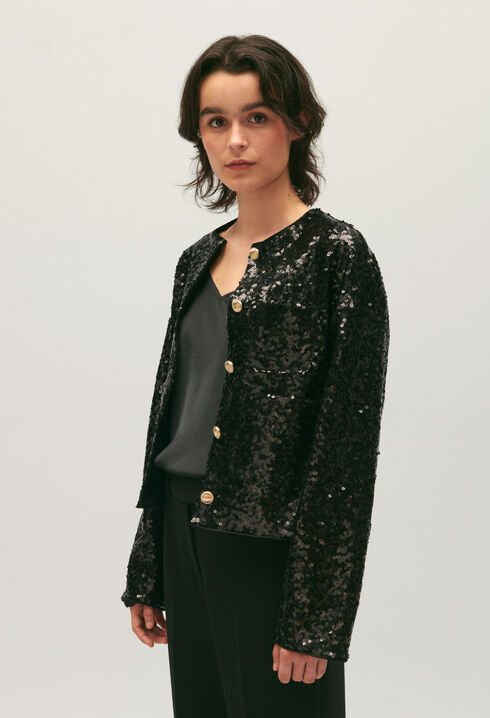 Cardigan sequins noir