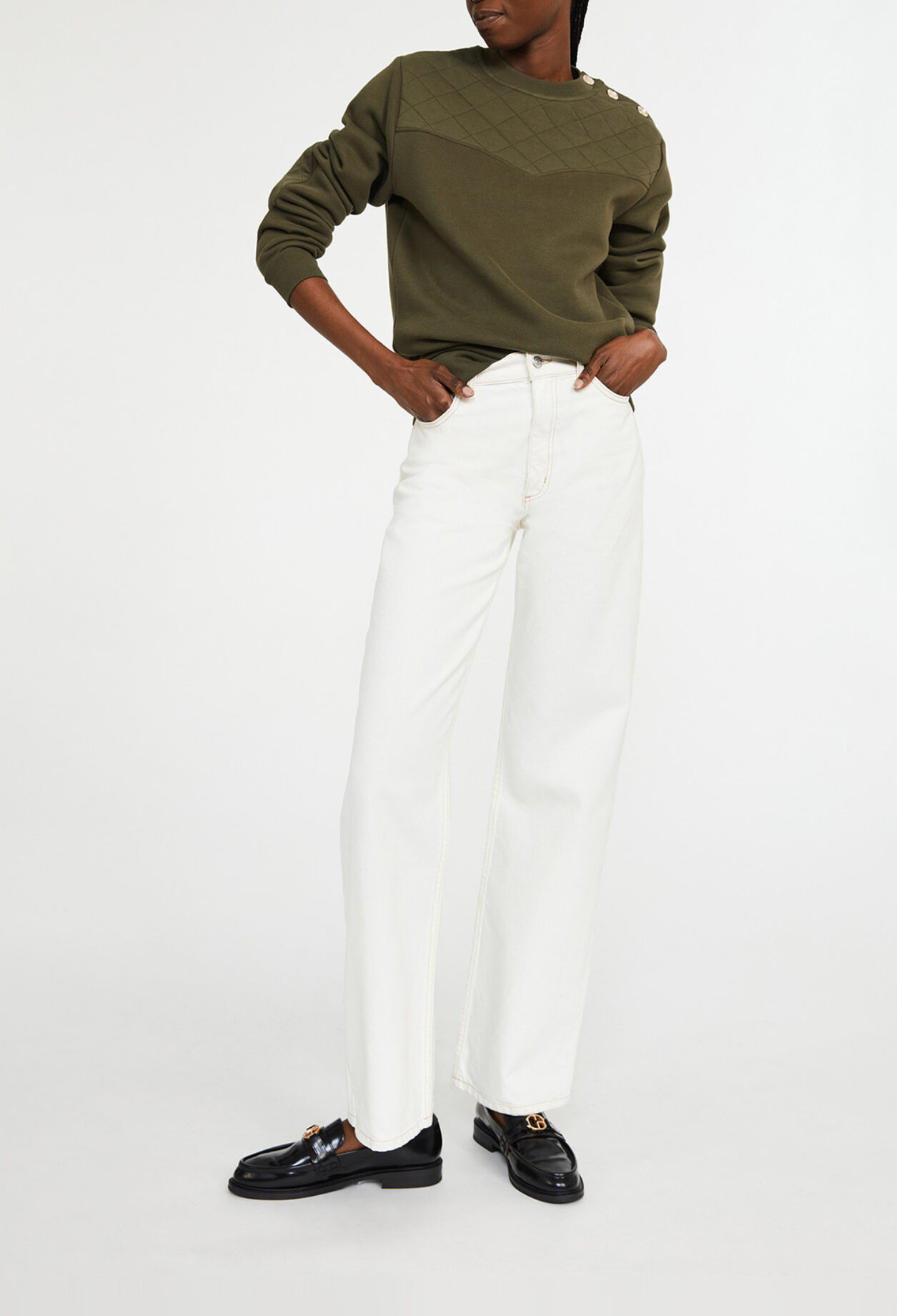 Sweatshirt kaki à manches longues