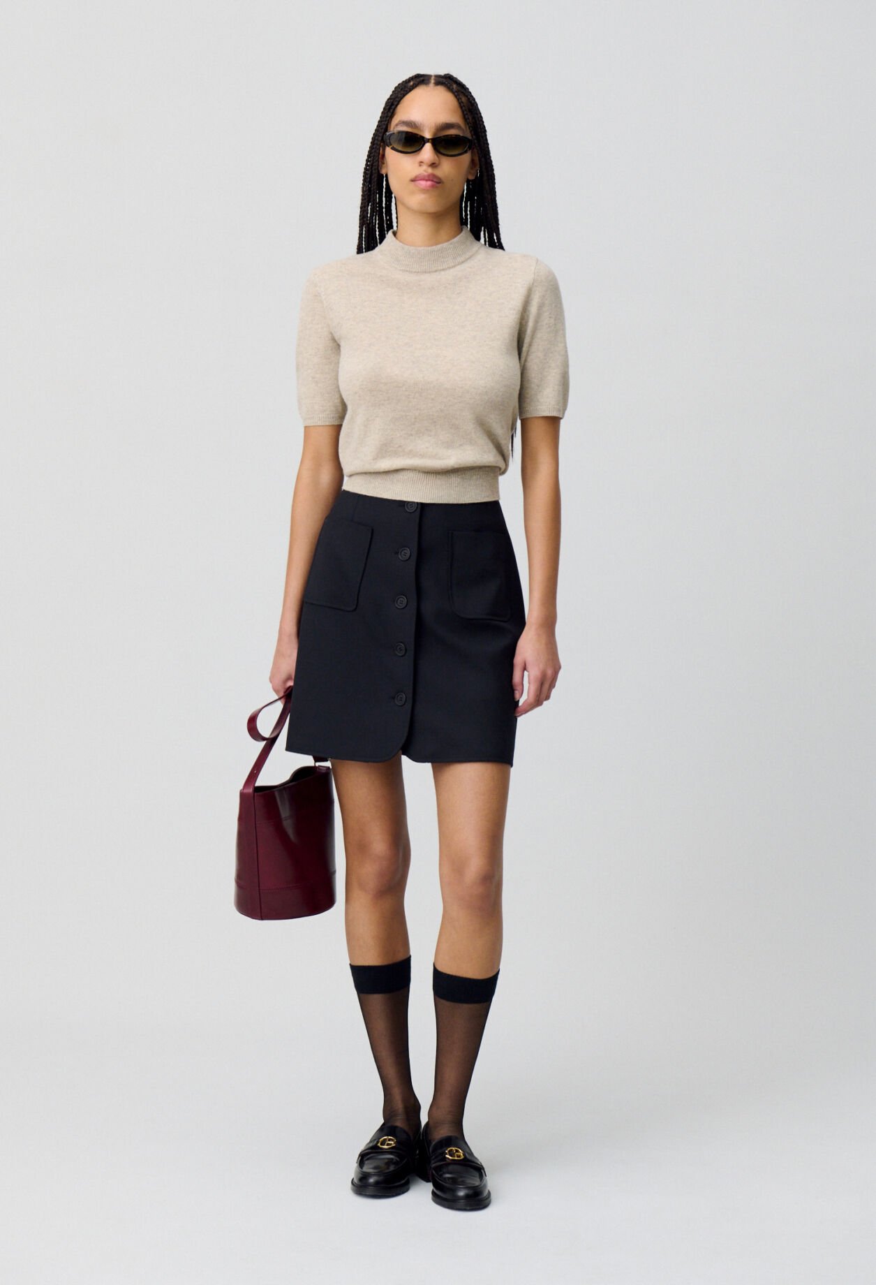 Pull laine col montant