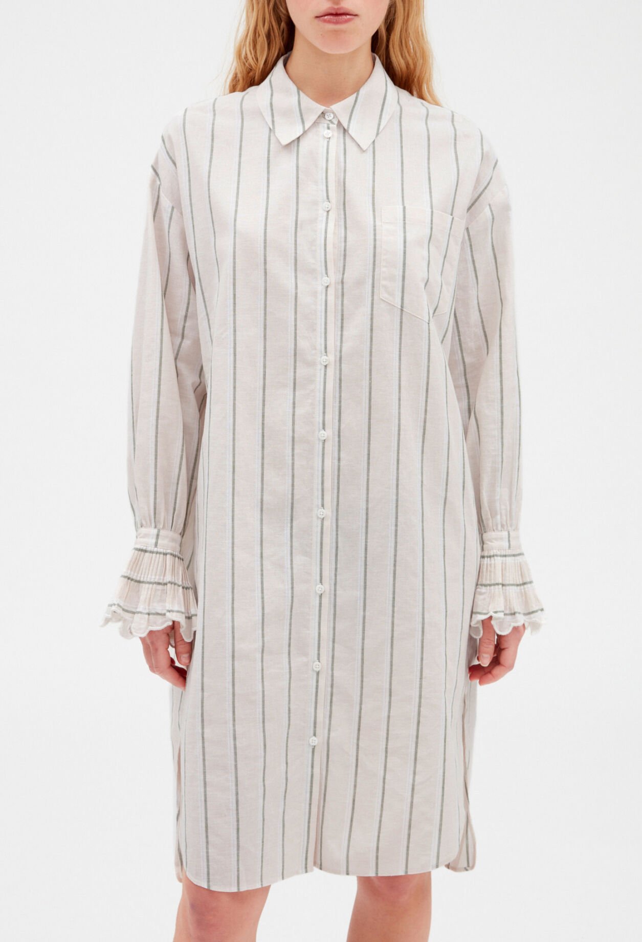 Robe chemise midi coton et lin