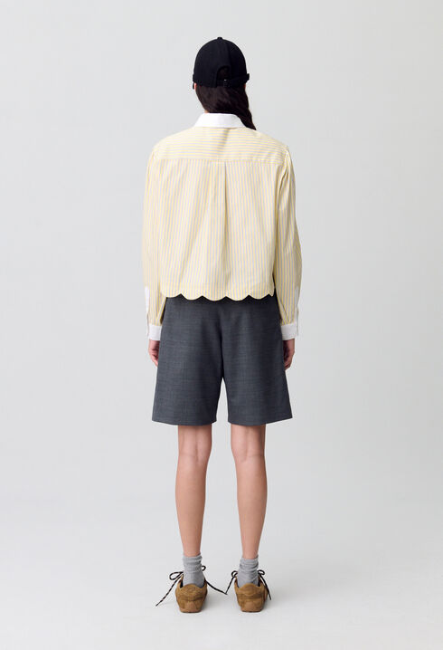 Chemise rayée col claudine