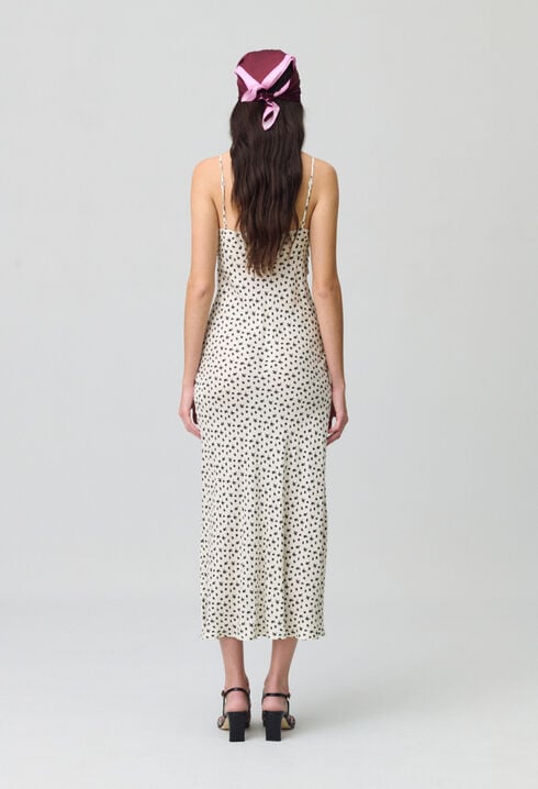 Robe longue satinée fleurs
