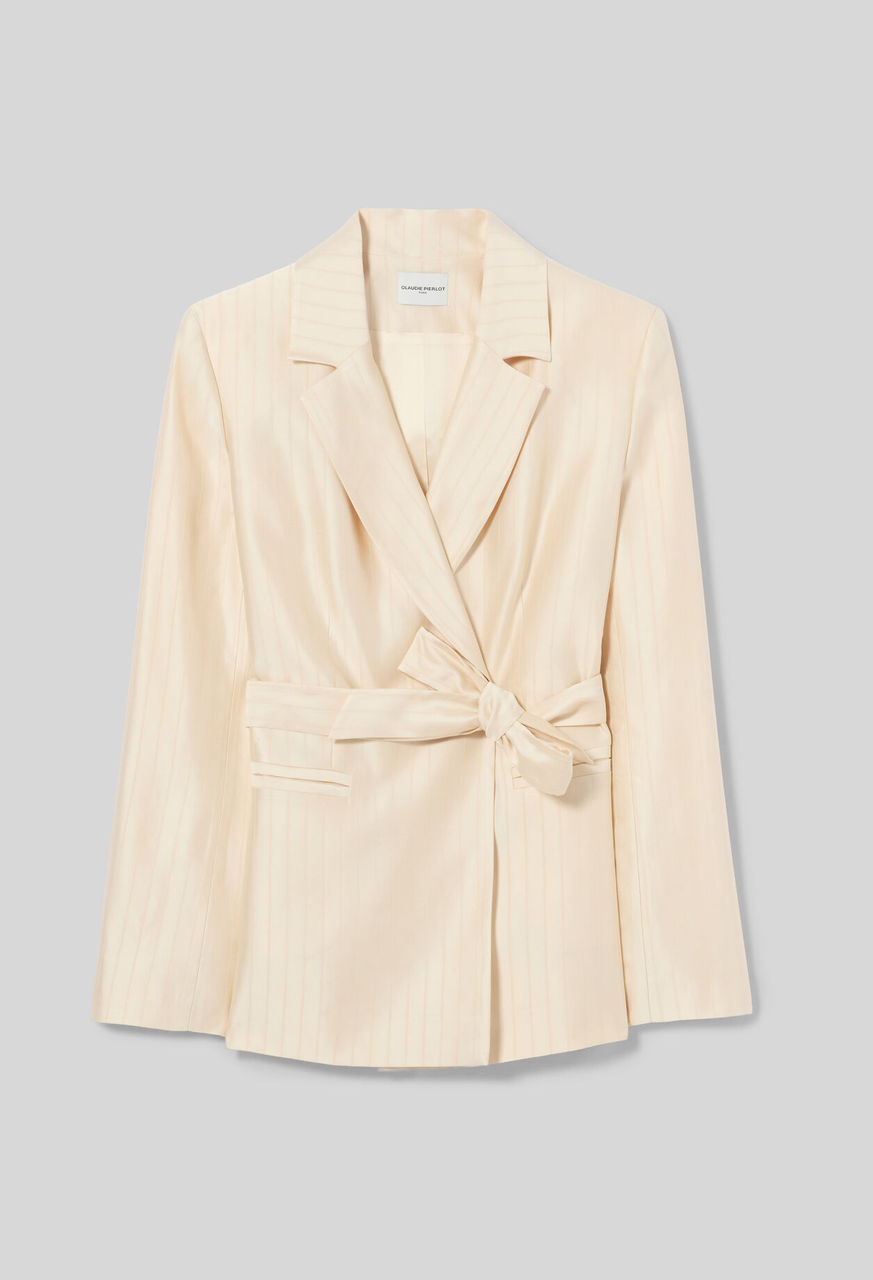 Veste tailleur tissu satin&eacute;