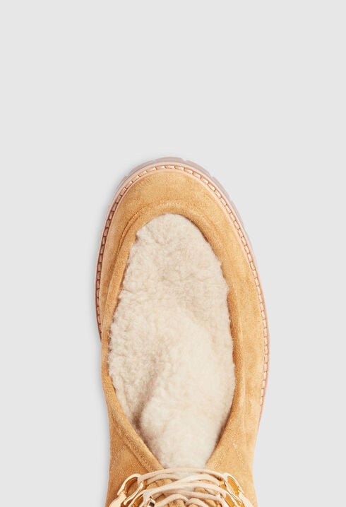 Bottines caramel effet peau lainée