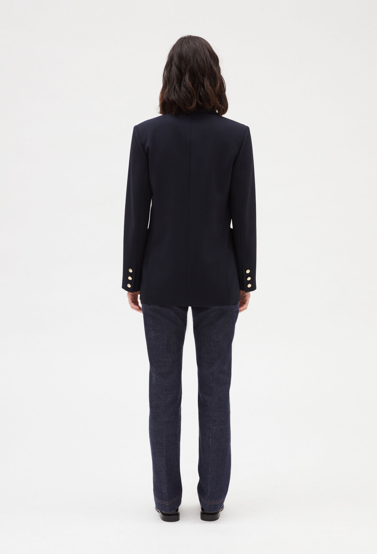 Veste tailleur double boutonnage bleue