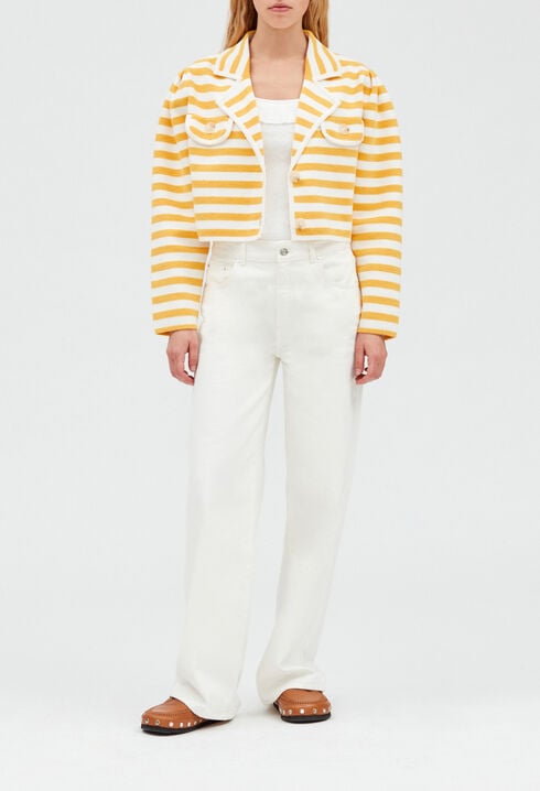 Cardigan court éponge rayé