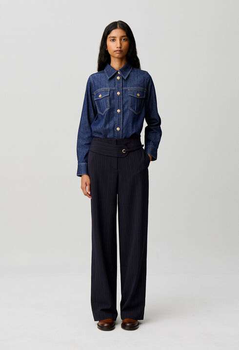 Pantalon ray&eacute; droit