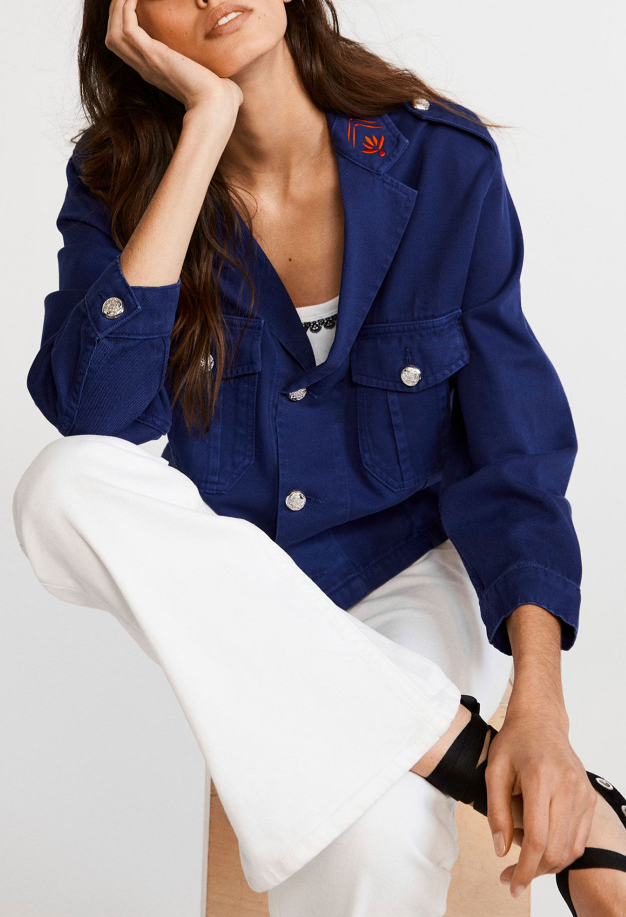 Veste courte en jean en coton biologique
