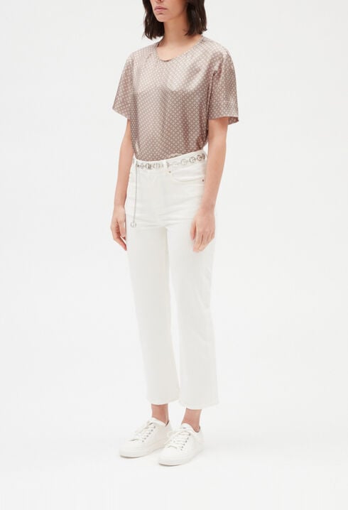 Blouse soie imprimé rose