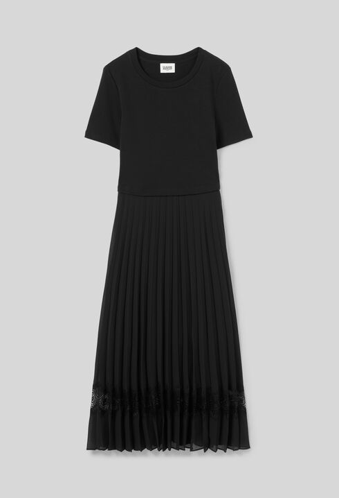 Robe midi Twist bi-matière noire